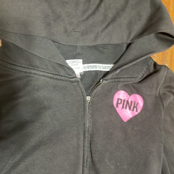 PINK black zip up jacket neck drawstring missing. - Picture 2 of 3